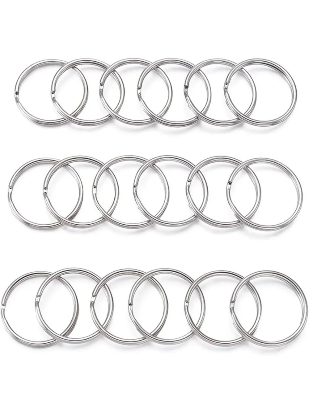 1000Pcs 25mm Round Split Key Ring Connectors - Metal Double Loop Keychain for